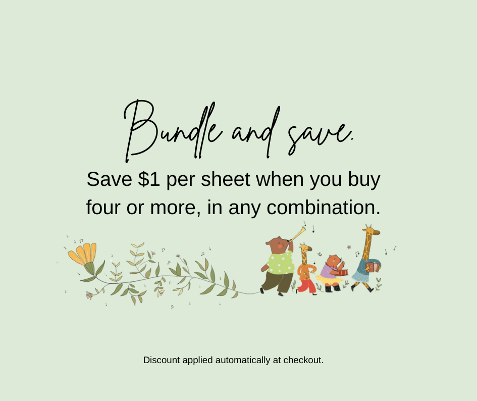 dancing animals, advising of discount for bundle sticker purchases