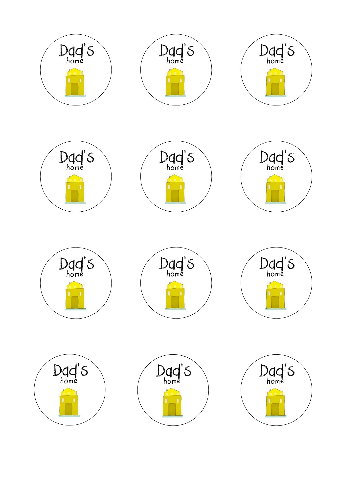Yellow Dad's Home sticker sheet
