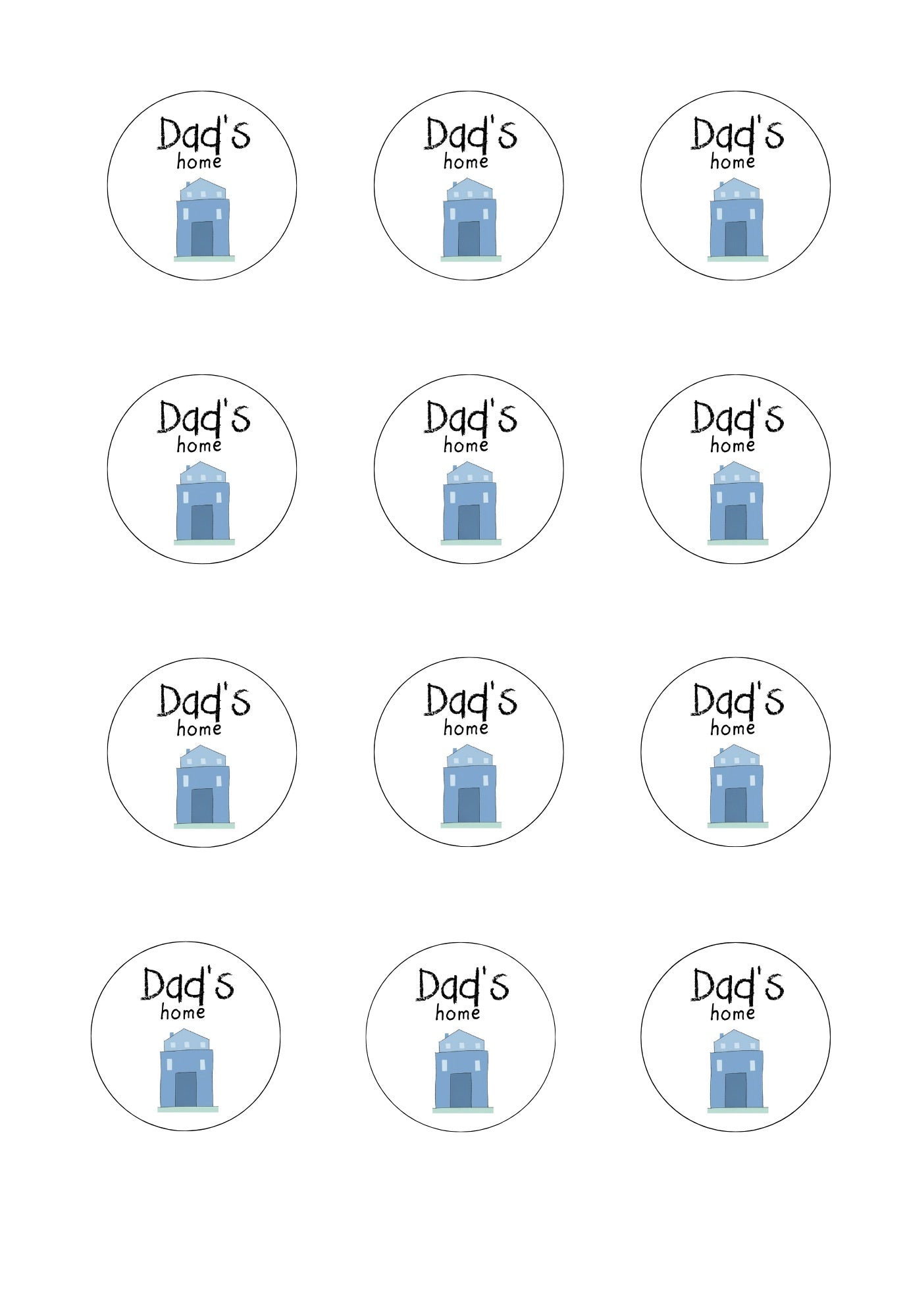 Sheet of blue Dad's Home stickers
