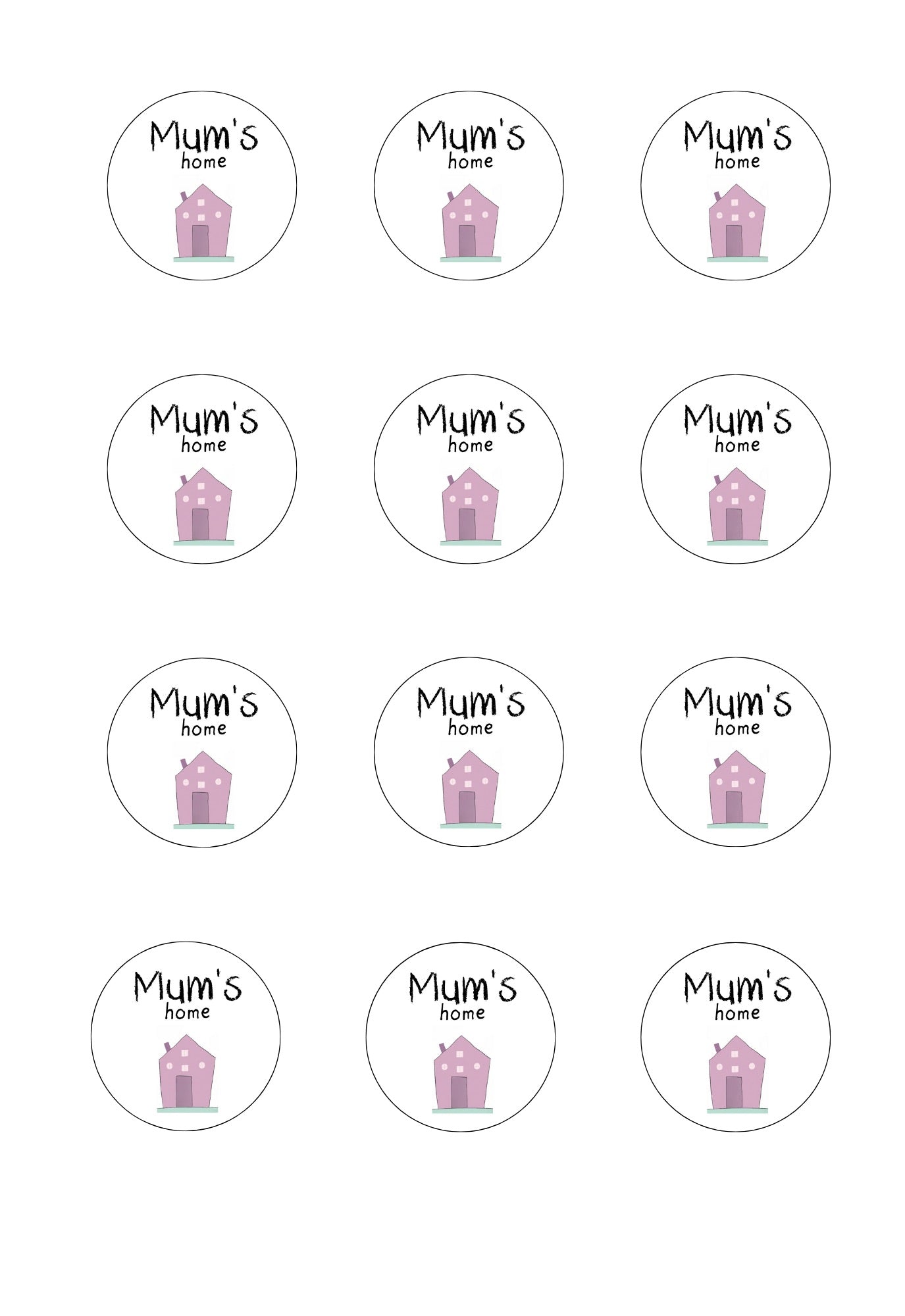 one sheet of Mum's Home stickers n pink