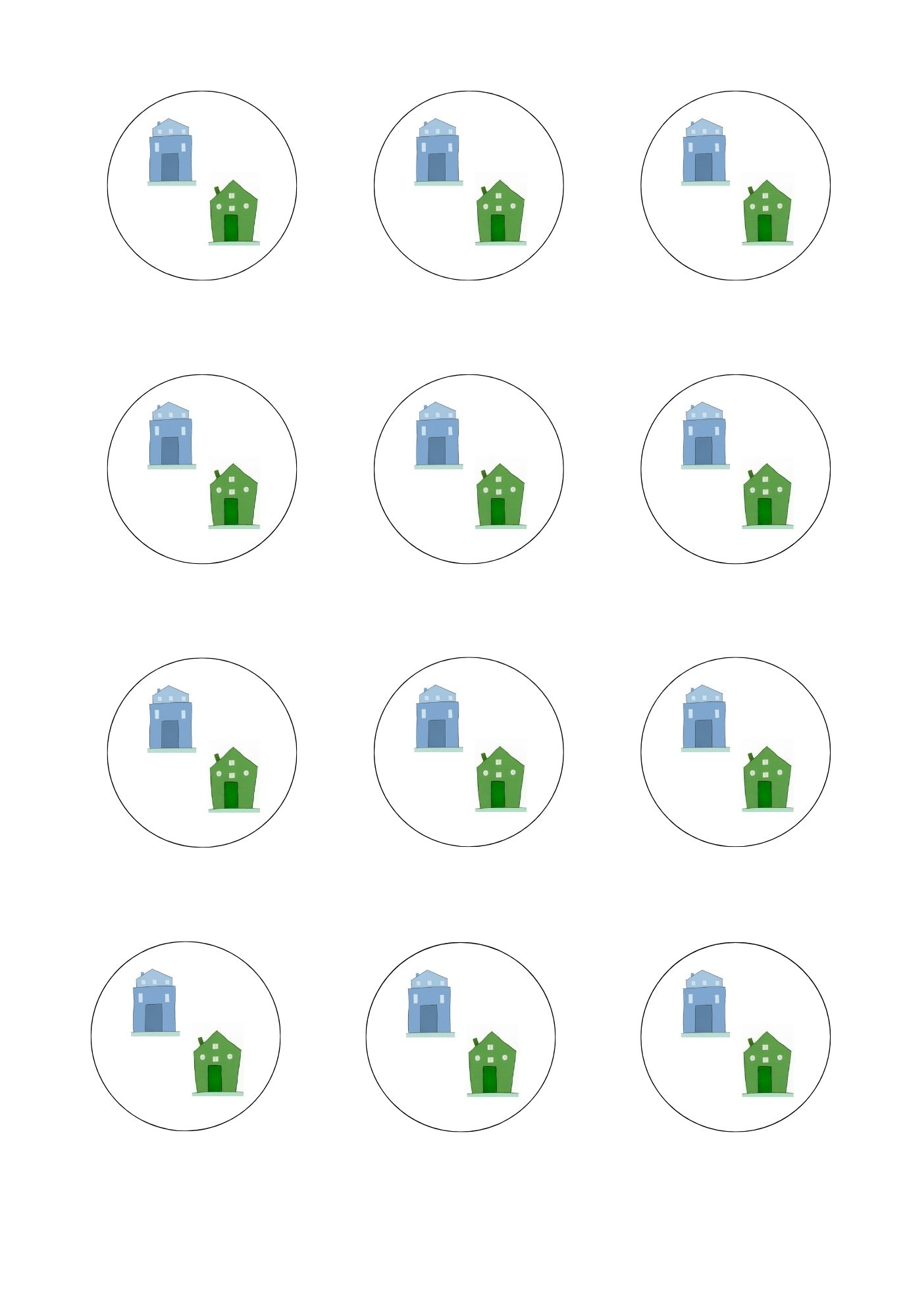 Sheet of changeover day stickers with 2 houses in blue/green colourway